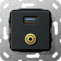 Gira 568610 USB 3.0 A,M Klinke Gender Ch,K peitsche Einsatz Schwarz matt