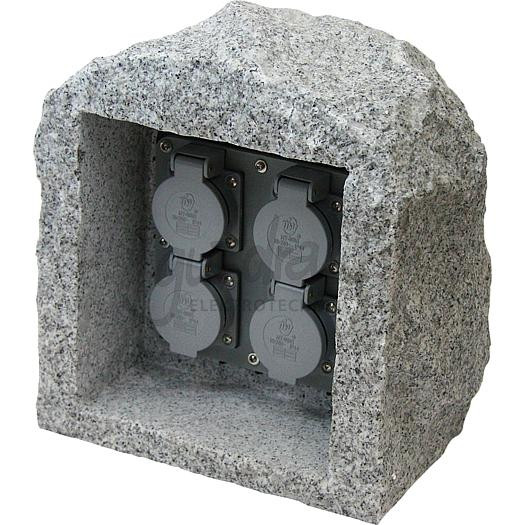 Granit-Energiesäule 4 x Schuko granit-rund, IP44, 10m Anschl. Maße 250 x 230 x 250mm
