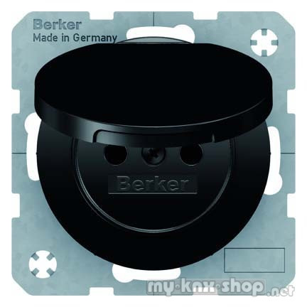 Berker 6765832045 Steckdose mit Schutzkontaktstift und Klappdeckel R.1/R.3 schwarz, glänzend