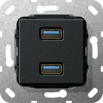 Gira 568410 USB 3.0A 2fach Gender Changer Einsatz Schwarz matt