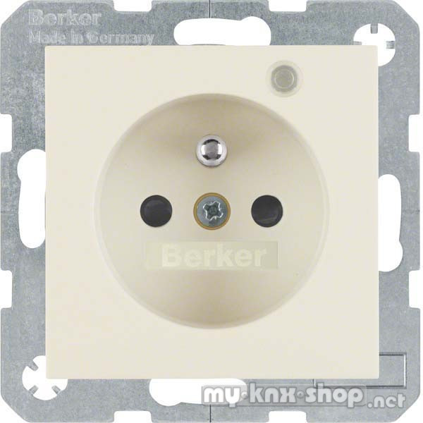 Berker 6765098982 Steckdose mit Schutzkontaktstift und Kontroll-LED S.1 weiß, glänzend