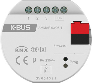 GVS KNX Multifunktionsaktor mini 3-fach - Schalten/Jalousien/Heizung - Unterputzmontage - AMMAF-03/0
