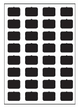 Folienblatt für die Glasabdeckung Custom GRETGCT, 32 Symbole , Symbolset A, blanko, schwarz
