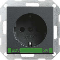 Gira 046328 SCHUKO Steckdose 16 A 250 V mit Aufdruck EDV mit grünem Aufdruck EDV und SV
