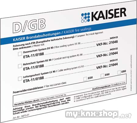 KAISER Schott-Kennzeichnungssch. DE/GB/FR/IT...