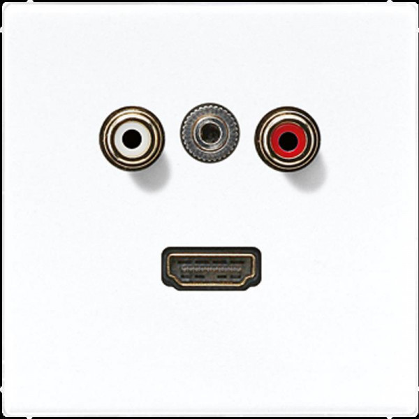 Jung MALS1082WW Cinch Audio, Miniklinke 3,5 mm und HDMI, Tragring, Schraubbefestigung, bruchsicher