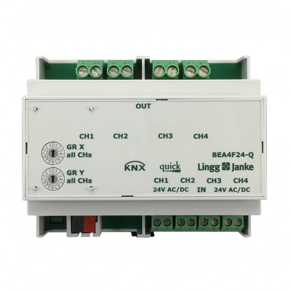 Lingg&Janke Q79246 KNX quick Binär Ein-/Ausgang 4-fach, Signaleingang 24V AC/DC, 6 TE Schaltleistung