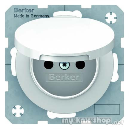 Berker 6765832089 Steckdose mit Schutzkontaktstift und Klappdeckel R.1/R.3 polarweiß, glänzend