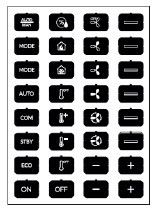 Folienblatt für die Glasabdeckung Custom GRETGCT, 32 Symbole , Symbolset C, schwarz