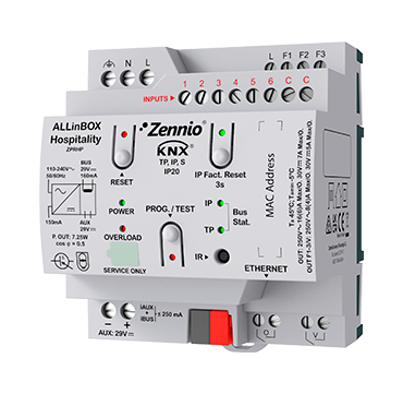 Zennio ALLinBOX Hospitality - Multifunktionsaktor mit IP Interface, Logik-Modul, KNX Netzteil, Fan-C