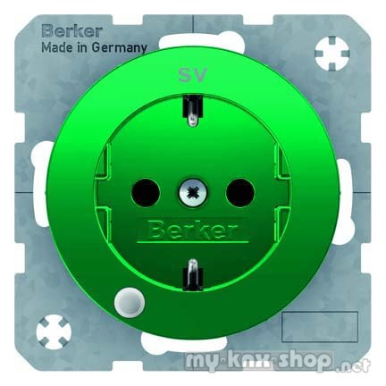 Berker 41102003 Steckdose SCHUKO mit Kontroll-LED R.1/R.3 grün, glänzend