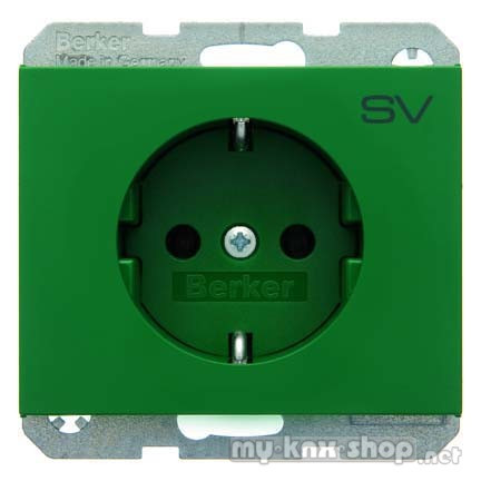 Berker 47157113 Steckdose SCHUKO mit Aufdruck K.1/K.5 grün, glänzend