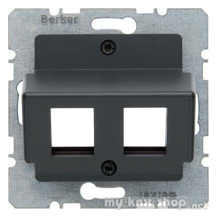 Berker 14641606 Zentralplatte für Krone Modular Jacks Zentralplattensystem anthrazit matt/samt
