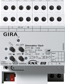 Gira 217100 Universal-Dimmaktor 1-fach KNX/EIB REG 500W
