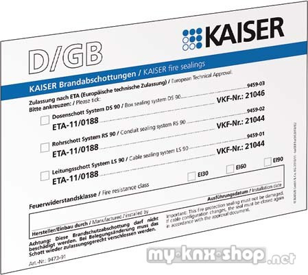 KAISER Schott-Kennzeichnungssch. DE/GB/FR/IT 9473-91