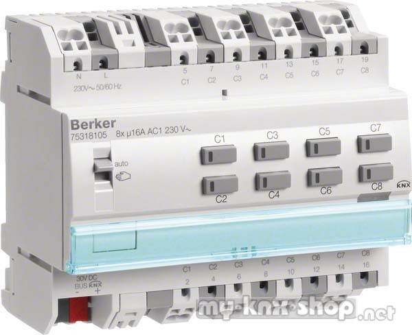 Berker KNX Schalt-/Jalousieaktor 8-/4fach C-Last 16 75318105