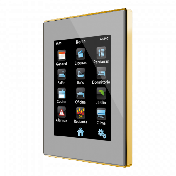 Zennio Z41 Pro. Kapazitives Farb - Touchpanel - IP - Goldener Rahmen - Silber