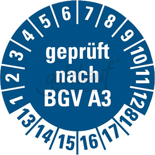 Plakette `geprüft nach BGV A3` 14-19, blau,...