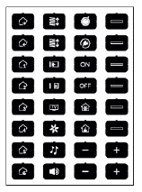 Folienblatt für die Glasabdeckung Custom GRETGCT, 32 Symbole , Symbolset D, schwarz