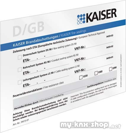 KAISER Schott-Kennzeichnungssch. DE/GB/FR/NL 9473-92