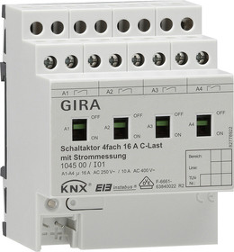 Gira 104500 Schaltaktor 4-fach 16A KNX/EIB REG C-Last