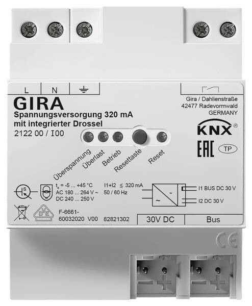 GIRA 212200 KNX Spannungsversorgung 320 mA Drossel KNX REG